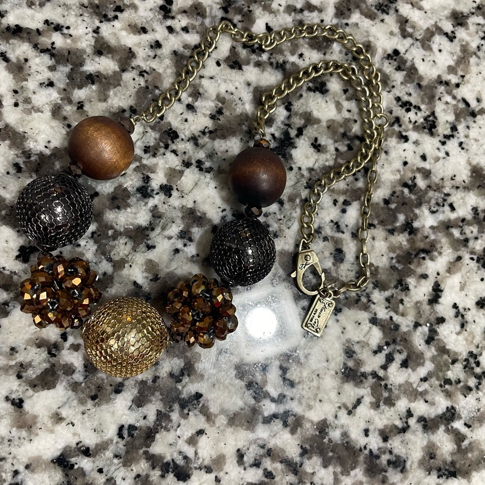 Elegant Gold and Brown Vintage Kenneth Cole Chunky Beaded Necklace